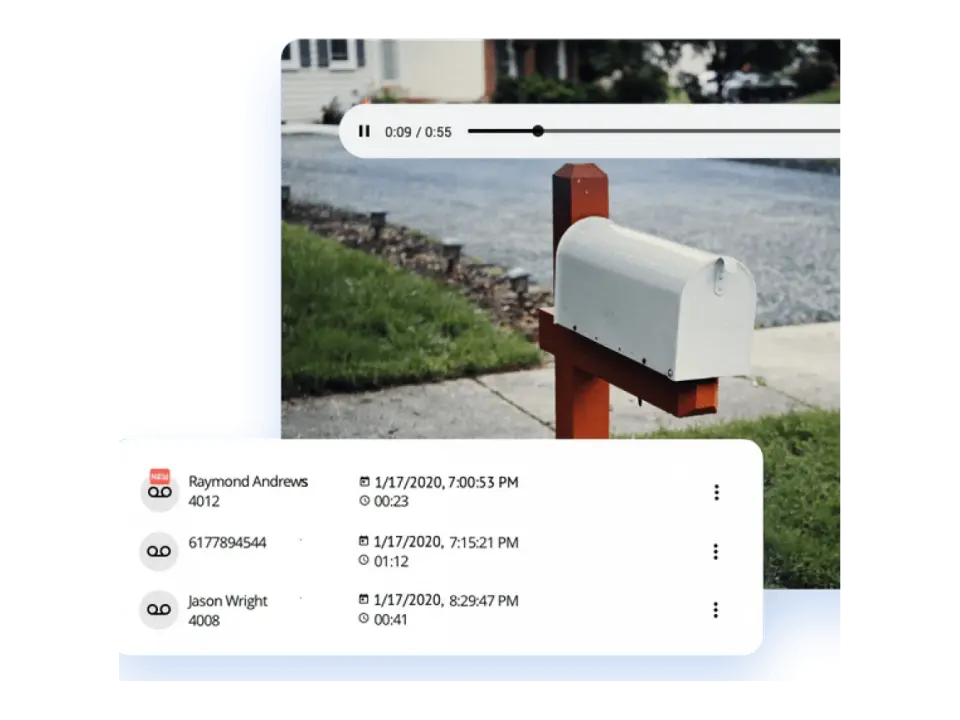 Briefkasten und eine Liste von Mailbox-Nachrichten